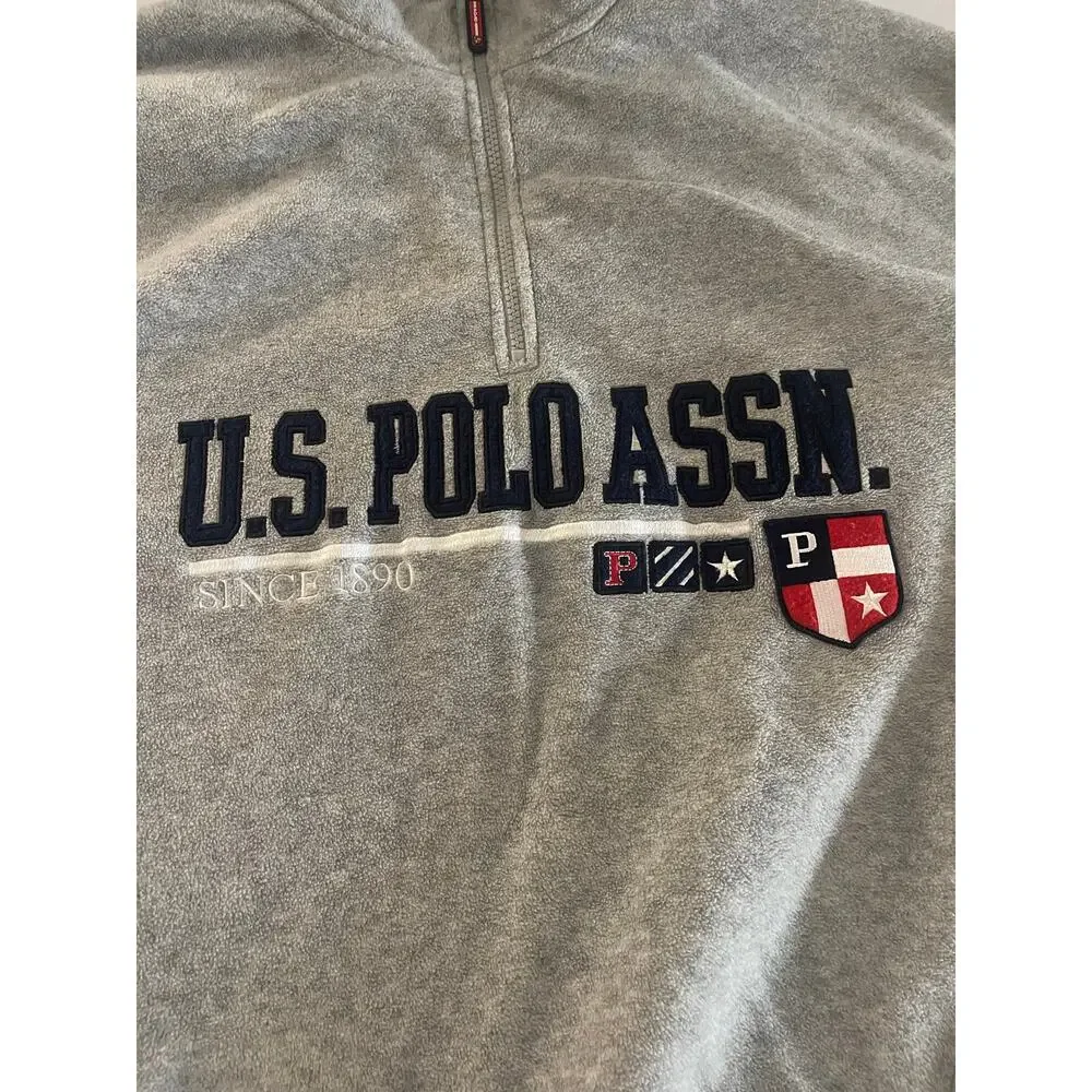 US Polo Assn XL 1/4‎ Zip Gray Fleece Pullover - Picture 12 of 13